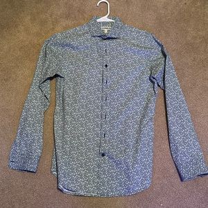 Express Dress Shirt Teal Floral Print